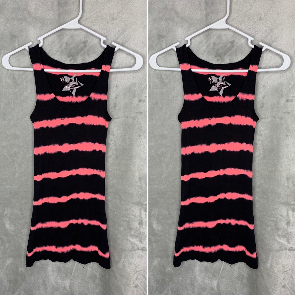 Neon Pinkish- Coral & Black Tank